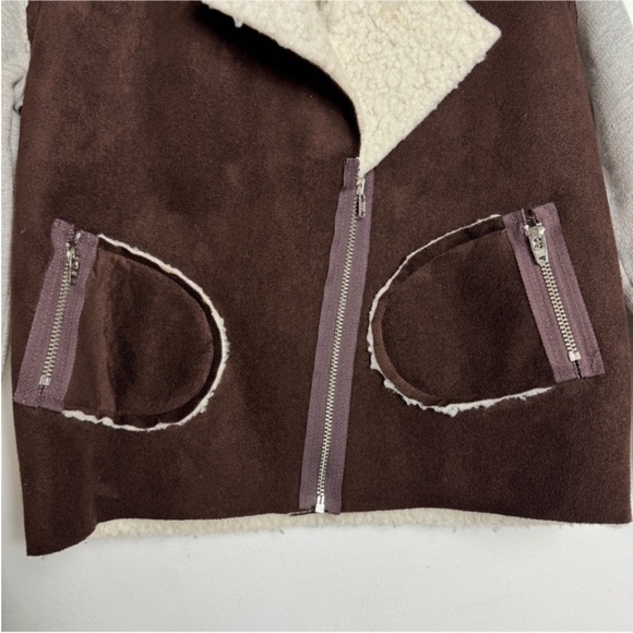 Boy + Girl faux shearling brown cream Jacket UNISEX - Picture 4 of 7